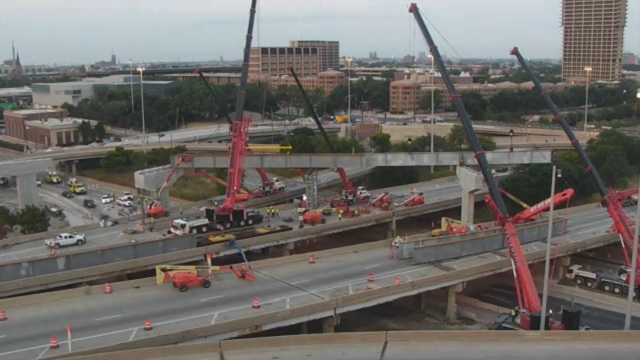 NW Flyover Ramp, Beam Placement, August 22 - 23, 2015